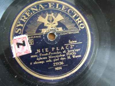 Syrena Electro 9034 M. Fogg - Nie płacz/Żal. Repertuar na marzec-kwiecień 1933 r.