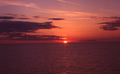 Zachód słońca na Bałtyku w drodze do Szwecji godz 21.36