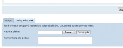 Zakładka dodawania załączników